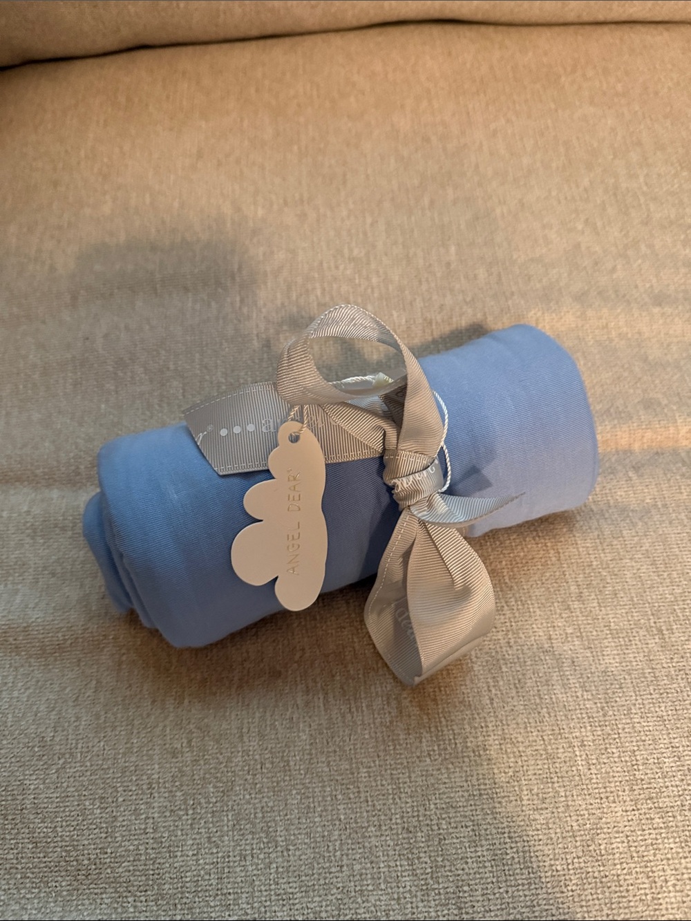 Angel Dear Light Blue Baby Swaddle Blanket with Bow